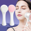 Wolpin Facial Cleaning Brush Double Sided Deep Pore Cleaning Manual 2-in-1 Face Cleansing Exfoliating Brush Facial Wash Massage Soft Silicone Scrubber (Pink)