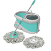 Spotzero by Milton Prime Stainless Steel Wringer Spin Mop with Big Wheel, Puller Handle, Bucket Floor Cleaning and Mopping System 360° Flexible,2 Microfiber Refills, Big Size, Aqua Green